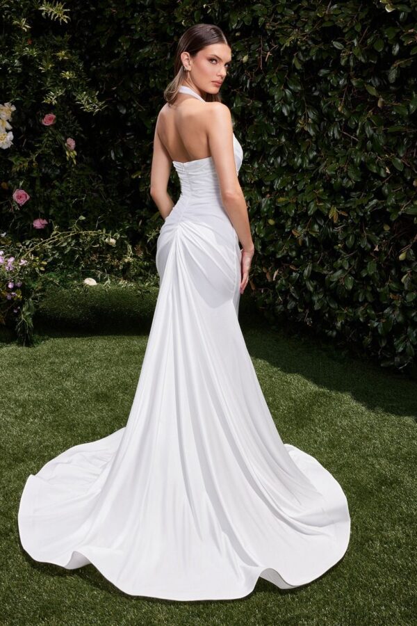 CD796W Fitted Halter Gathered Wedding Dress - Image 2