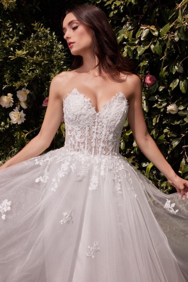 C148W Floral Embellished Tulle Wedding Dress - Image 3