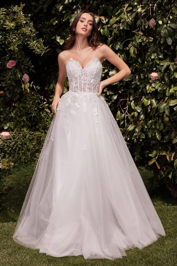 C148W Floral Embellished Tulle Wedding Dress