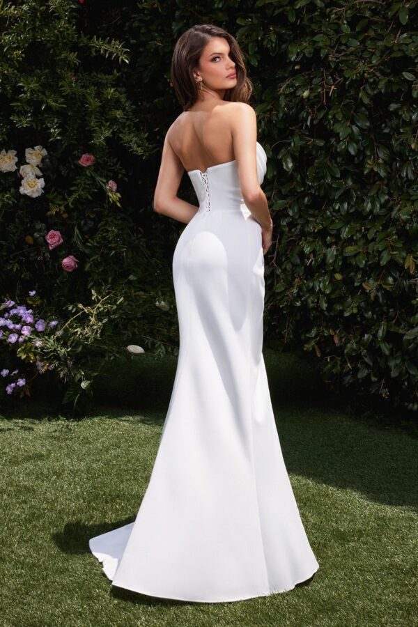 CD355W Strapless Draped Wedding Dress with Slit - Image 2