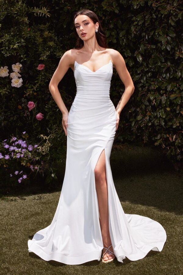 CD791W Strapless Satin Stretch Wedding Dress