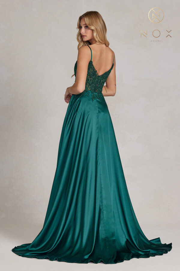 K1121 A Line Satin Skirt Prom Dress - Image 3