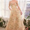 A1466 Floral Tulle Off the Shoulder Prom Dress
