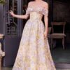A1466 Floral Tulle Off the Shoulder Prom Dress - Image 5