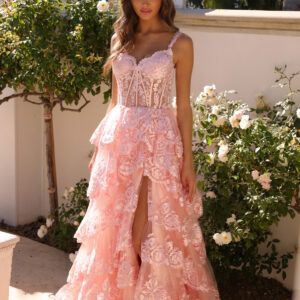 R1299 Layered Princess Prom Dress