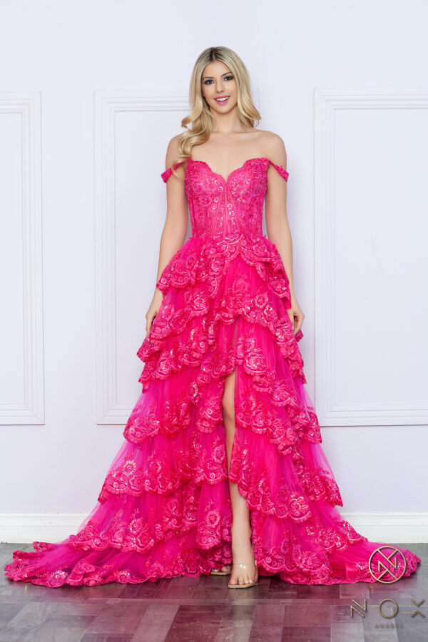 R1299 Layered Princess Prom Dress - Image 2