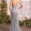 A1393 Metallic Floral Mermaid Prom Dress - Image 2