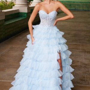 R1688 Strapless with Layered Tulle Prom Dress