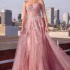 CDS533 A-Line Tulle Mauve Prom Dress