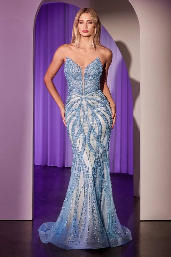 CC0688 Pearl and Crystal Embellished Prom Dress - Image 4